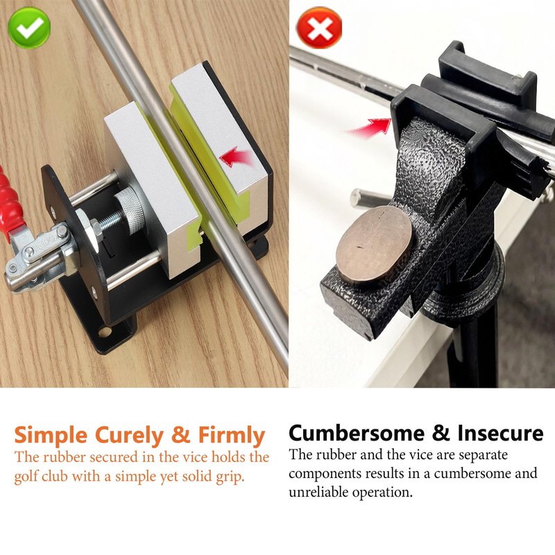 MistyBrew Professional Golf Club Regripping Vise - Heavy-Duty Grip Removal Tool with Protective Jaws & Sharp Hook Blade, Rock-Solid Mounting for DIY Shaft Repair (Visual Guide Included)