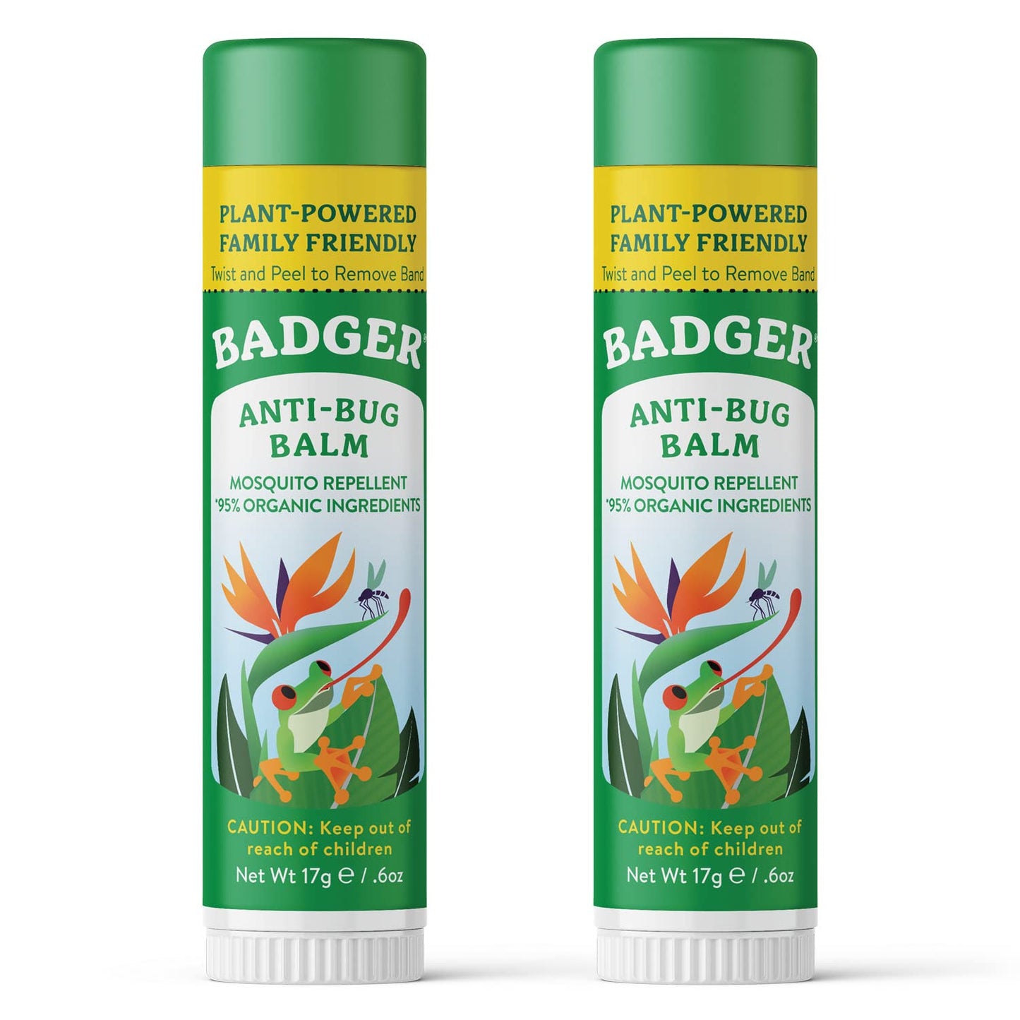 Badger Bug Repellent Stick, Non-DEET Mosquito Repellent with Citronella & Lemongrass, Easy to Use Travel Size, Natural Insect Repellent for Kids and Adults, 0.6 oz (2 Pack)