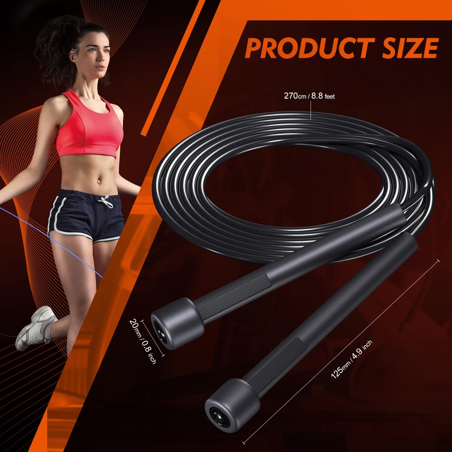 HELLOBOZS 14 Pack Black Adjustable PVC Jump Rope for Cardio Fitness - Versatile Jump Rope for Women Men Kids Christmas Gift -Tangle-Free for Keeping Fit, Training, Workout