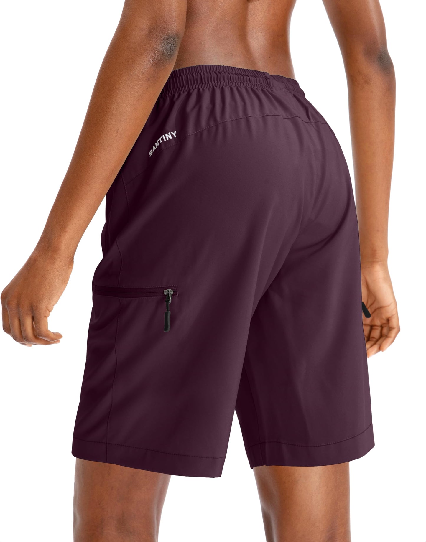 SANTINY Women's 5''/ 7''/9'' Hiking Cargo Shorts Quick Dry Lightweight Summer Shorts for Women Athletic Zipper Pockets(Dusty Purple_3XL)