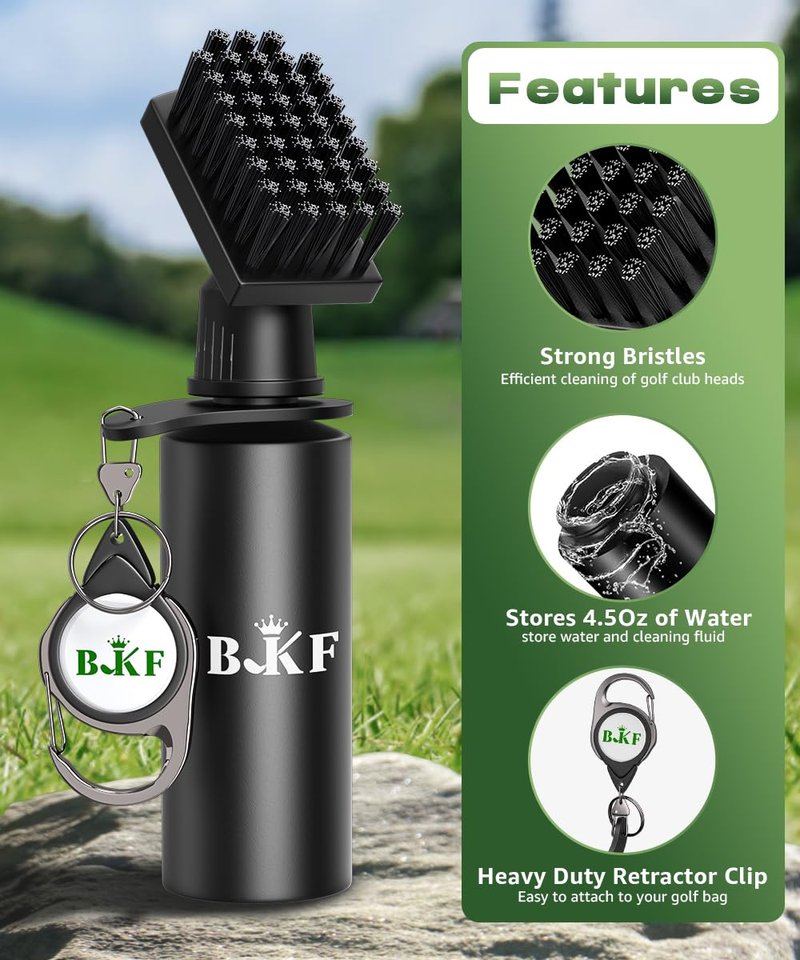 Golf Club Cleaner Brush Anti-Leak Bottle Holds 4.5 Ounces of Water with Gift Box for Club Grooves, Essentials Golf Accessories for Men, Best Golf Gifts for Men/Women (2)