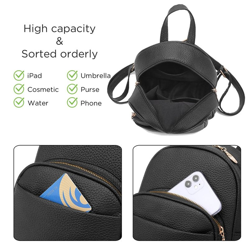 Barsine Mini Backpack for Women Girls Leather Backpacks Casual Small Daypack Shoulder Bag with Pockets