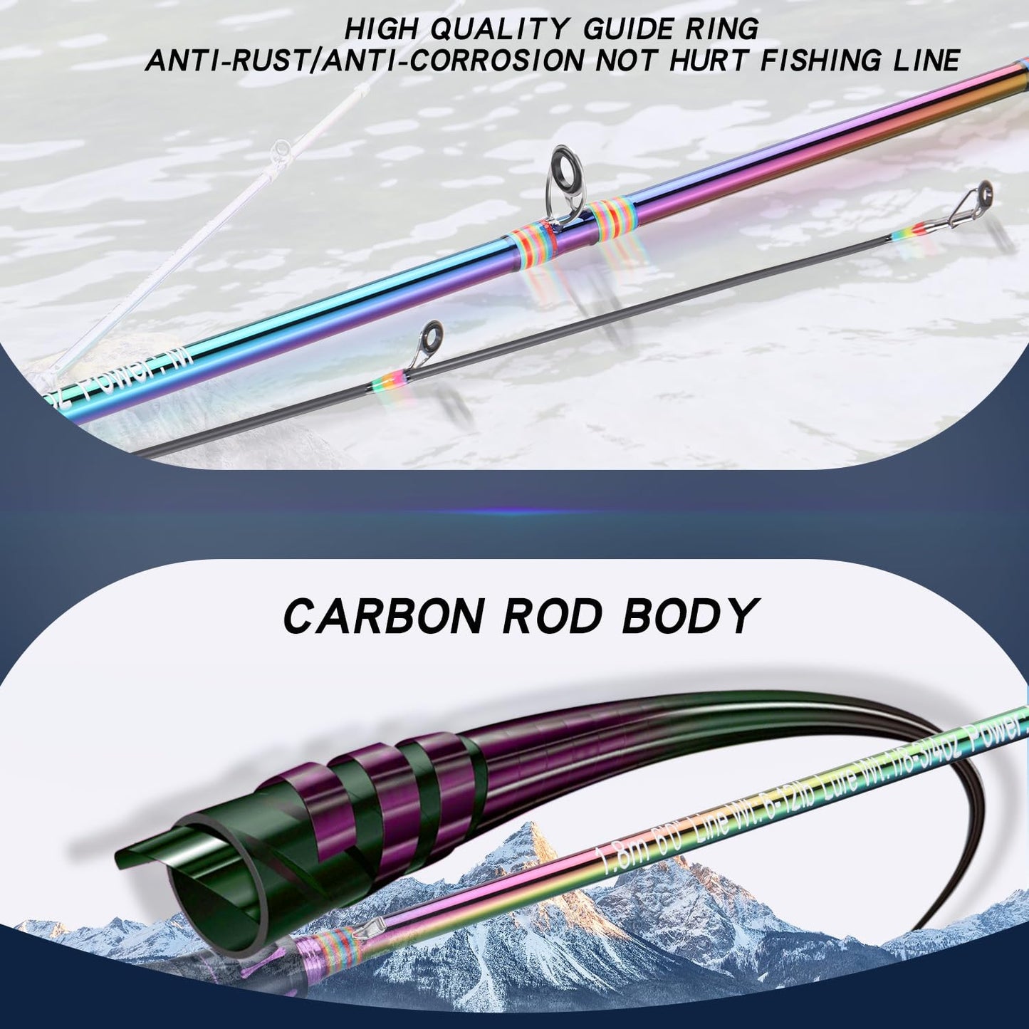 Souagyilang BaitCasting Fishing Rod Reel Combo,2 Pieces Medium Heavy Pole with Super Smooth Casting Gear Baitcster Combo (6.9ft Right Hand)