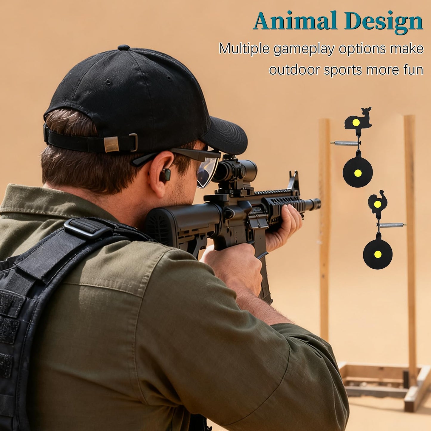 4-Pack Spinner Shooting Targets Auto Reset Steel Resetting Gun Target Heavy Metal Steel Spinning Target for Shooting (Animals - Group 1)