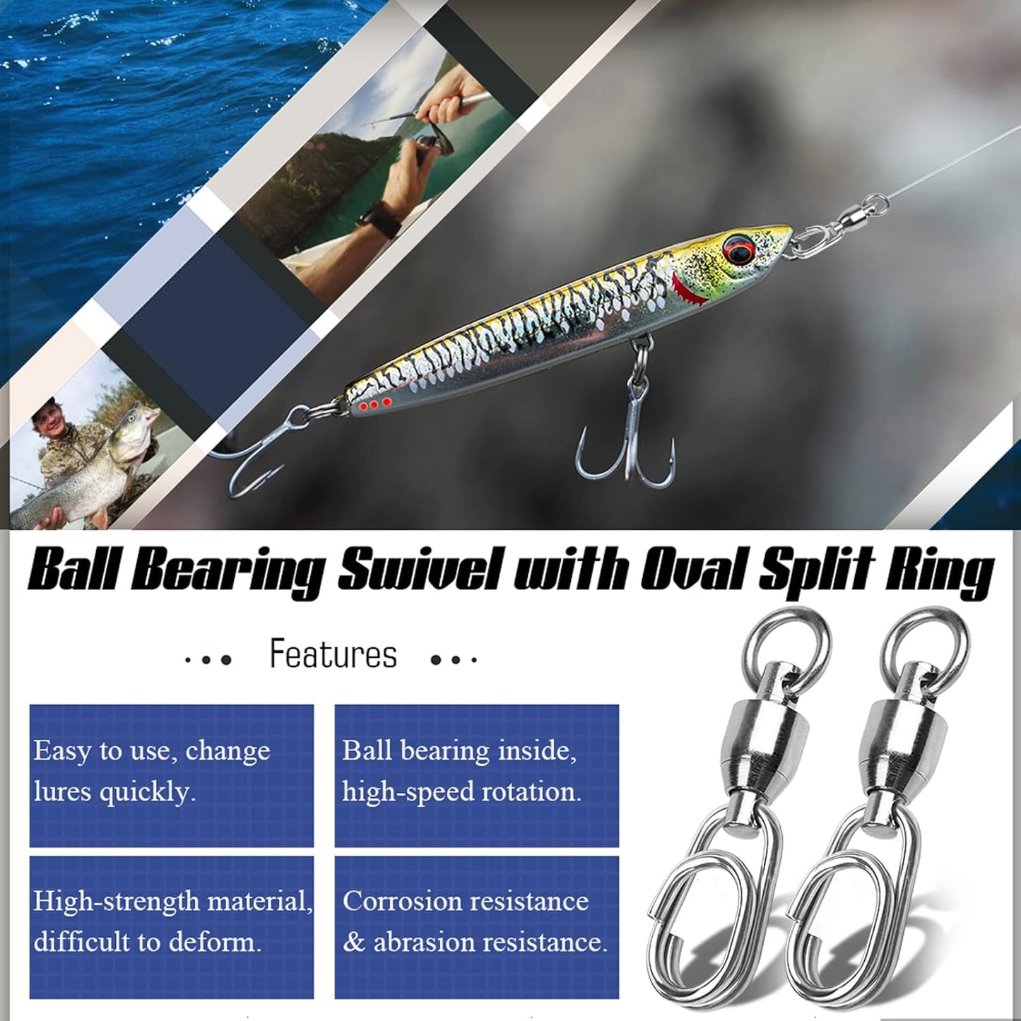 High Strength Snap Swivel Fishing Swivels - Stainless Steel Split Rings, 25pcs, 30lbs Capacity | Freshwater & Saltwater Use