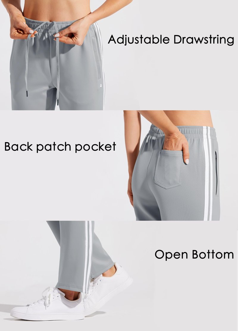 Willit Women's Track Pants Warm Up Athletic Running Sweatpants Sports Training Pants Straight Leg with Zipper Pockets Light Gray XXL