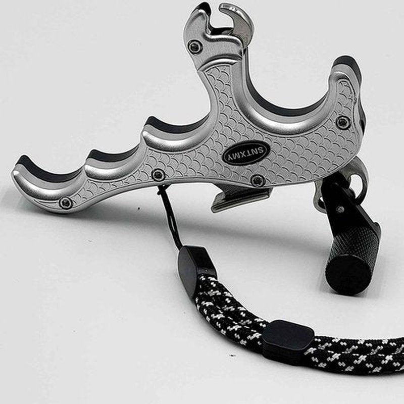 sntxmy Bow Release for Compound Bow, Archery Release Trigger, Compound Bow Release, Thumb Release. (4 Finger Bow Release, Silvery)