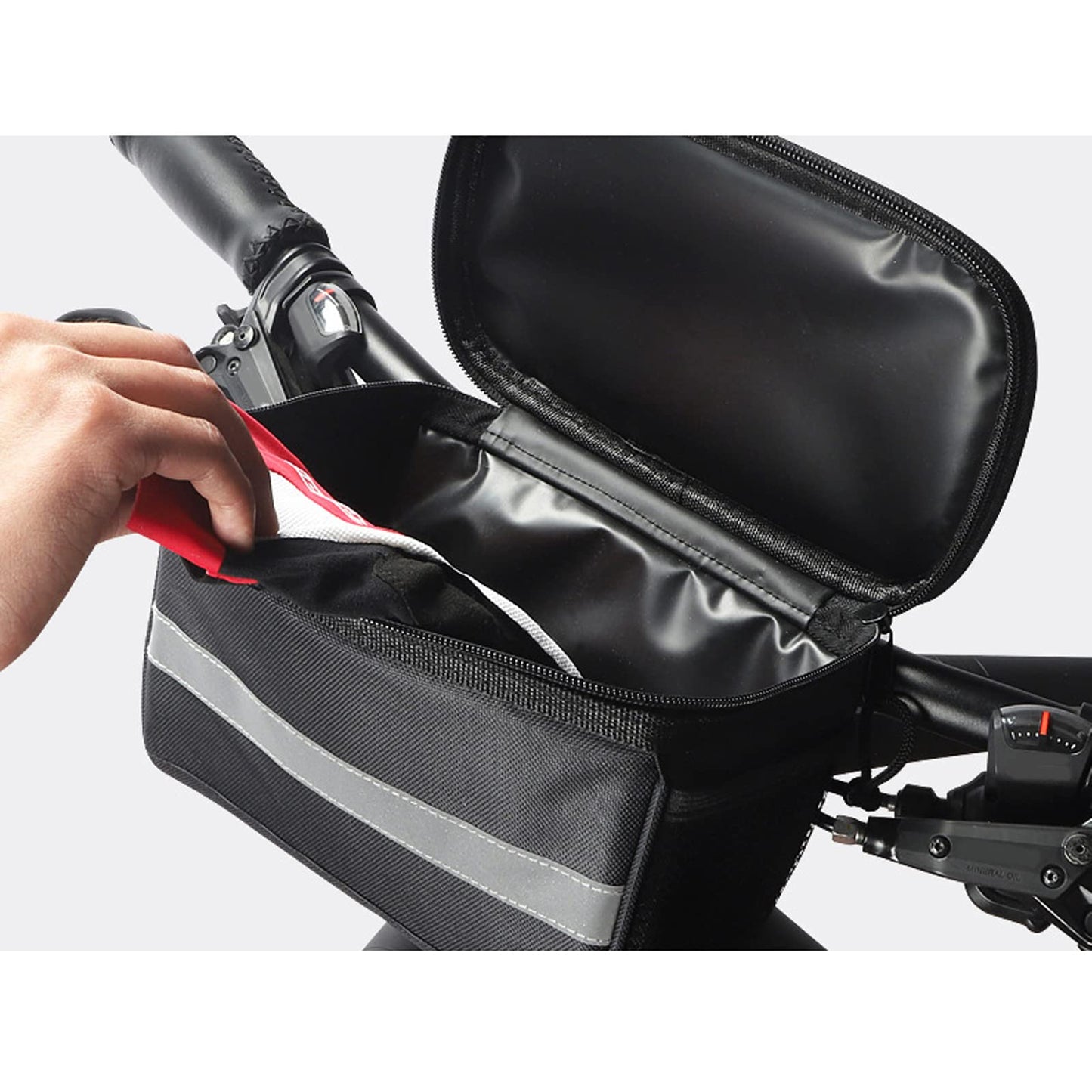 traderplus Bike Handlebar Bag Bicycle Front Basket Scooter Bag Insulated Cooler Storage Pouch Road Mountain Cycling Pack Cycling Accessories with TPU Touch Screen & Reflective Stripe
