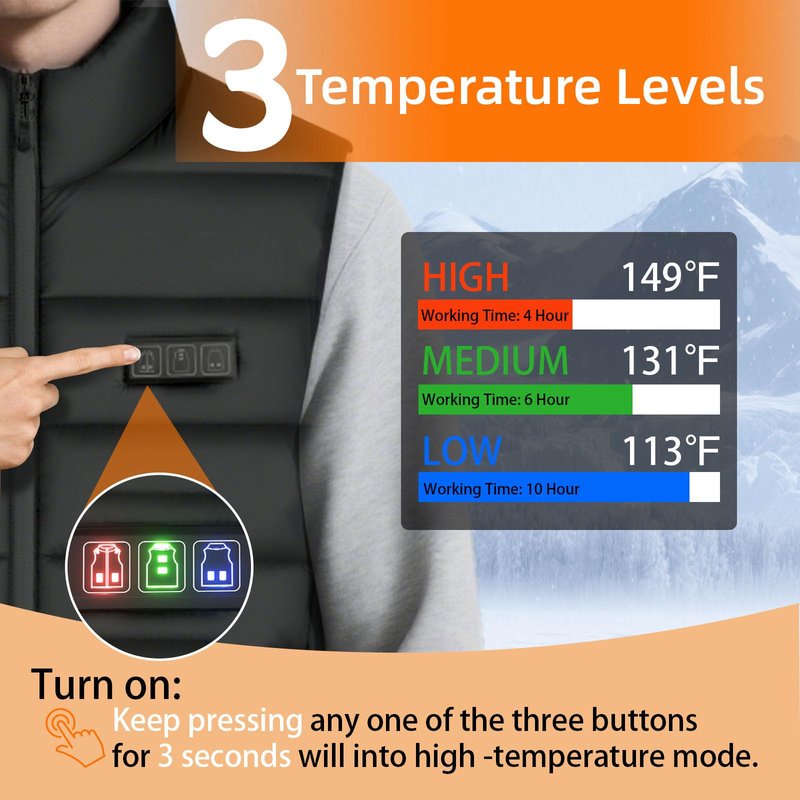 Tiyortoo Heated Vest for Men with Battery Pack Included 16000mAh 7.4V, Men's Heated Vests for Women Electric Rechargeable, 9 Heating Zones,Lightweight Warming Heating Jacket Clothing Outdoor（XL）