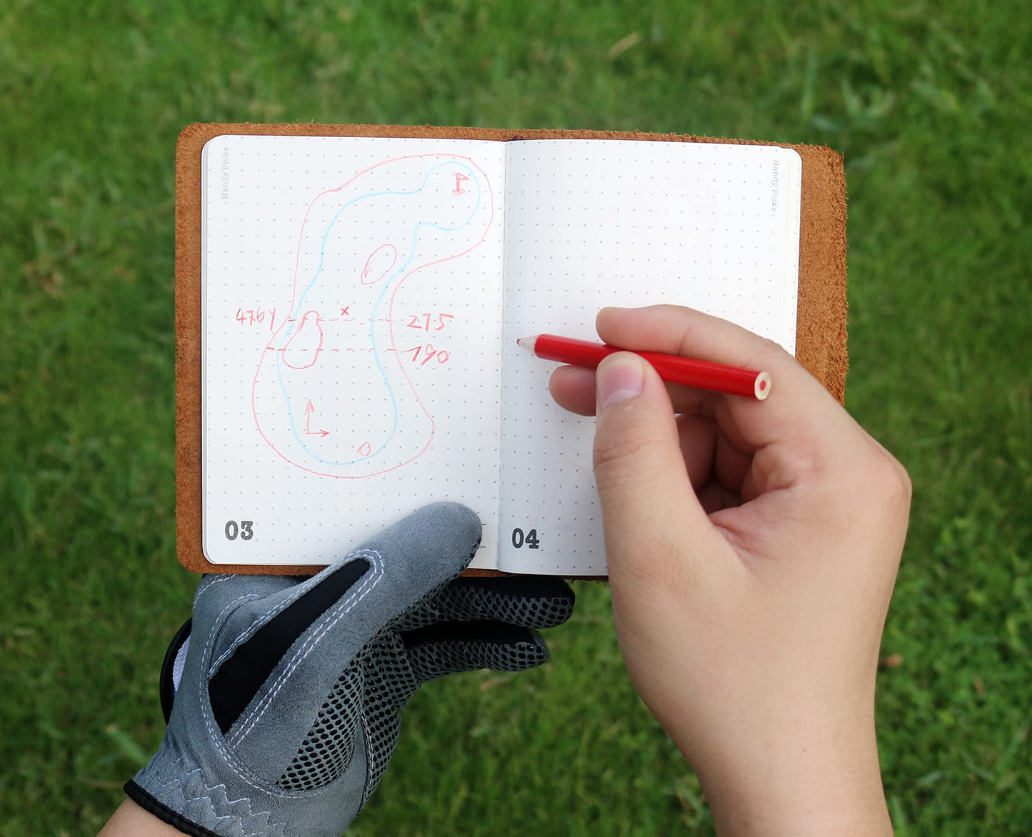 Handy Picks Leather Golf Log Book, Handmade n Refillable, Golf Log n Yardage Book Included, Buckskin