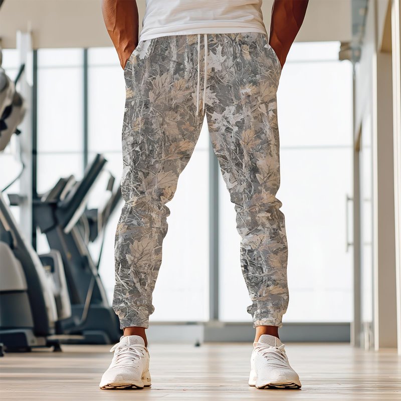 Mens Joggers,Mens Sweatpants With Pockets Sports Funny 3D Camouflage Leaves Printed Spring Lightweight Casual Sweat Pants,Traning Track With Drawstring For Soccer,Running,Workout,Cycling Etc-XL