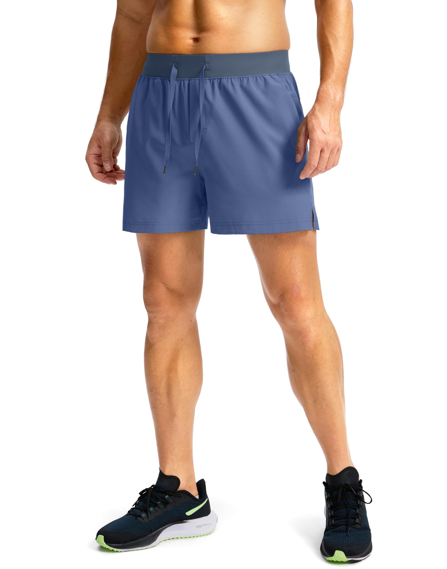 Soothfeel Men's Running Shorts with Zipper Pockets 5 Inch Lightweight Quick Dry Basketball Gym Workout Athletic Shorts for Men (Blue, XL)