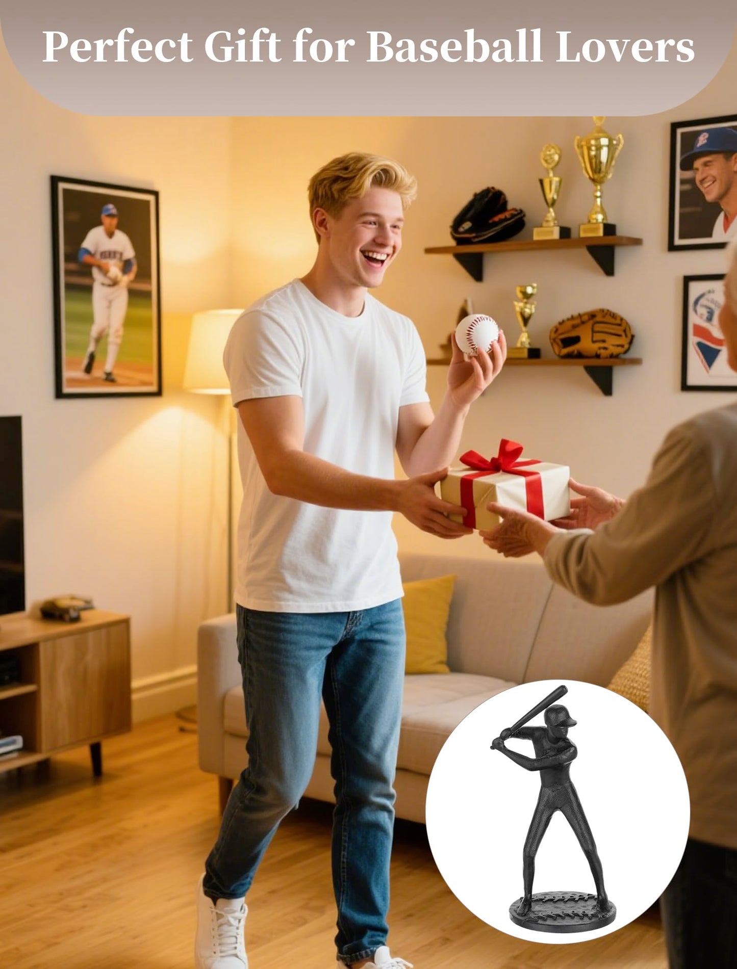 Sziqiqi Baseball Gifts for Men: Gifts for Baseball Players Lovers Coasch Teen Fans - Sport Themed Gift for Valentines Day Birthday Christmas - Baseballs Themed Figurine for Man