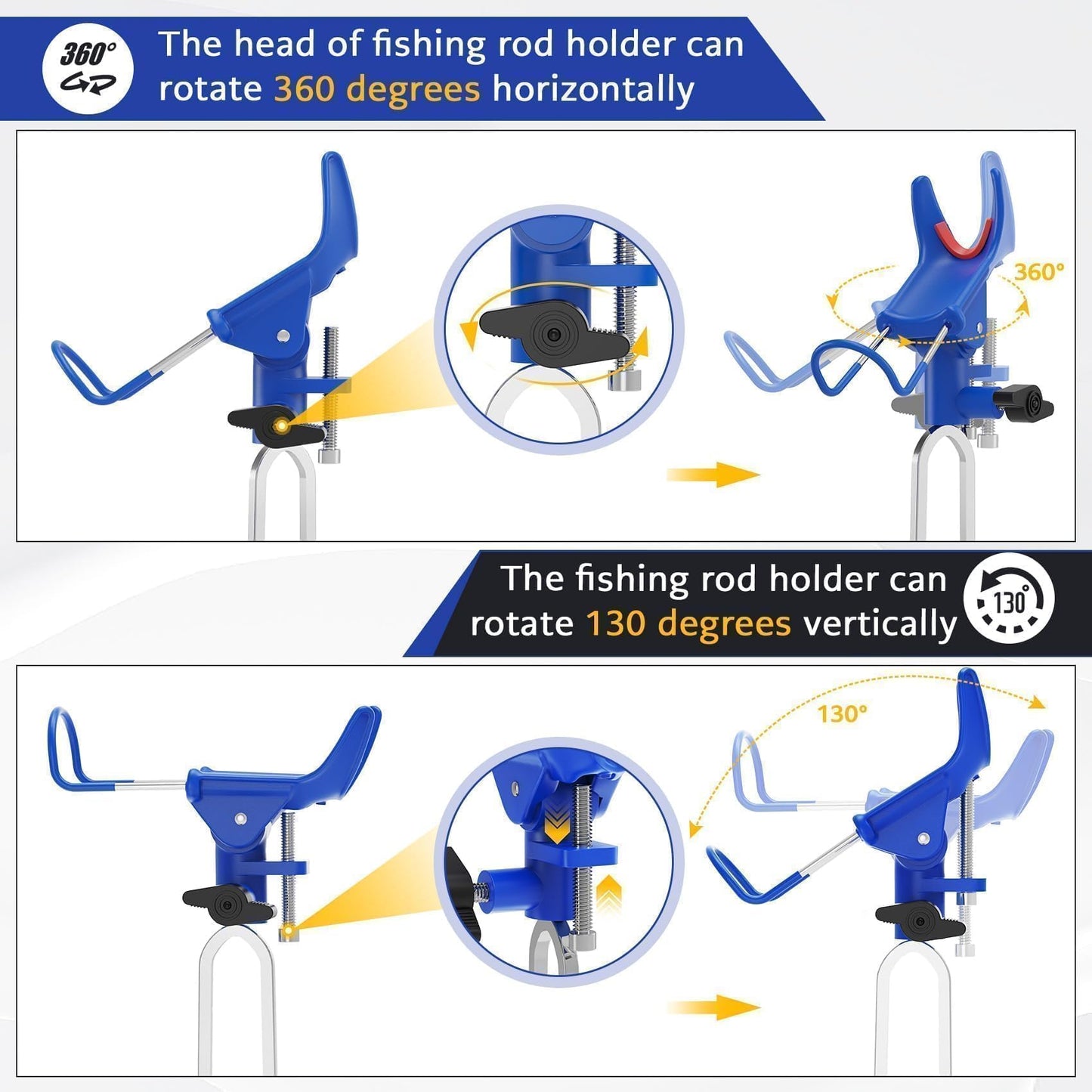DZrudun Fishing Rod Holder for Ground, Fishing Pole Holders for Ground 2PCS, Rod Holders for Bank Fishing with Long Drill Stake Rod Stand for Shore, Beach, Mud, Catfish, Gift for Men, 360° Adjustable