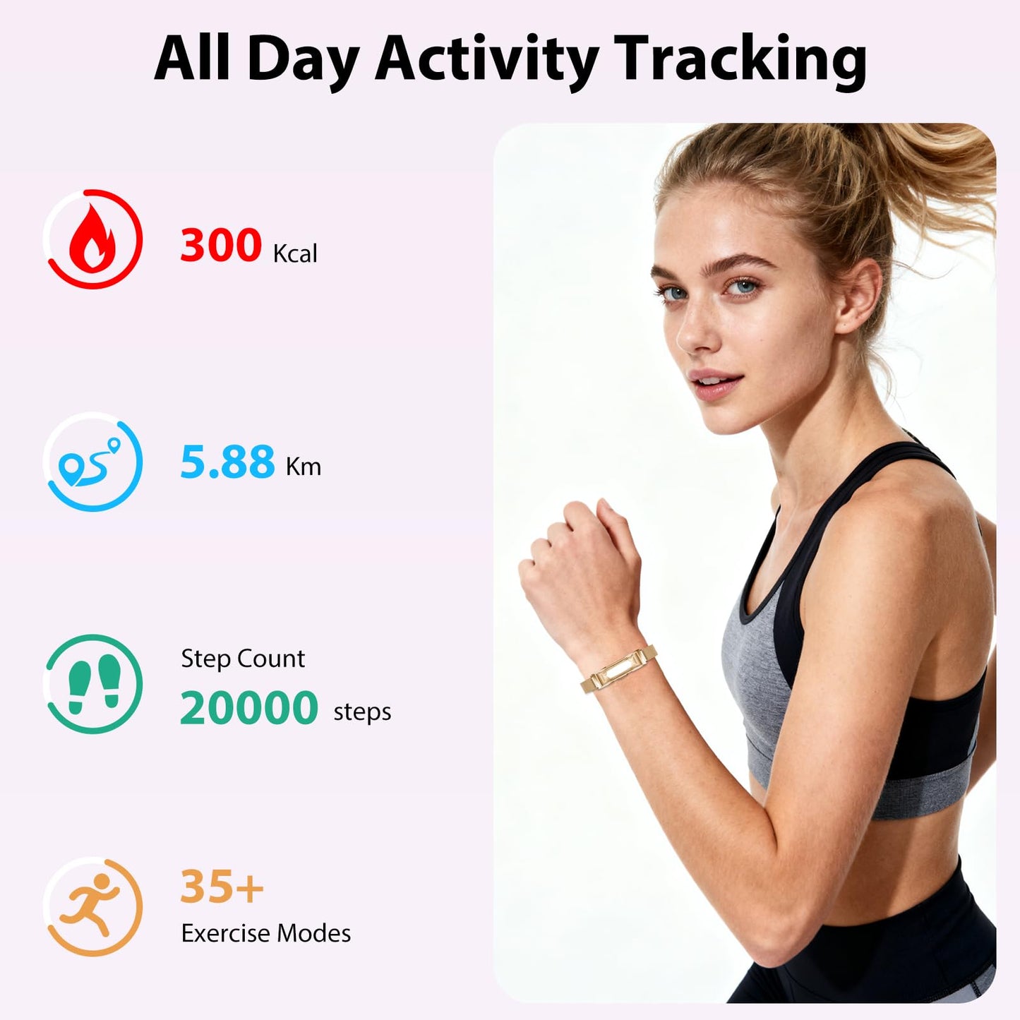 Lgnitek Activity Tracker for Women, Health and Fitness Wearable with 24/7 HRV/Heart Rate/SPO₂/Sleep Monitor and 35 Sports Modes, Menstrual Cycle Insights IP68 iOS Android