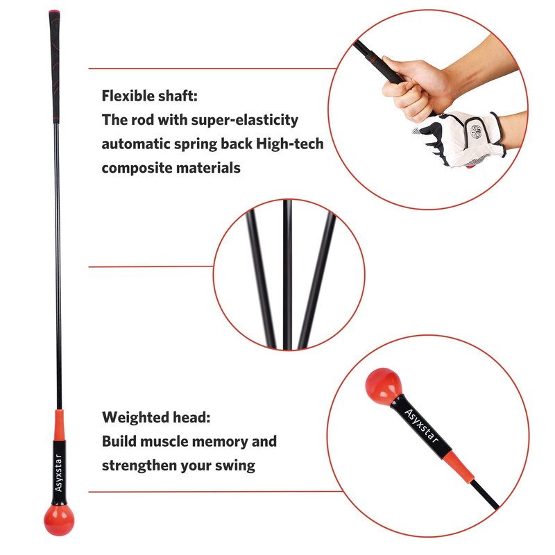 Asyxstar Golf Swing Trainer Aid - Power Flex Golf Swing Training aid for Strength and Tempo Golf Swing Speed Trainer Golf Training aid Golf Warm up Stick
