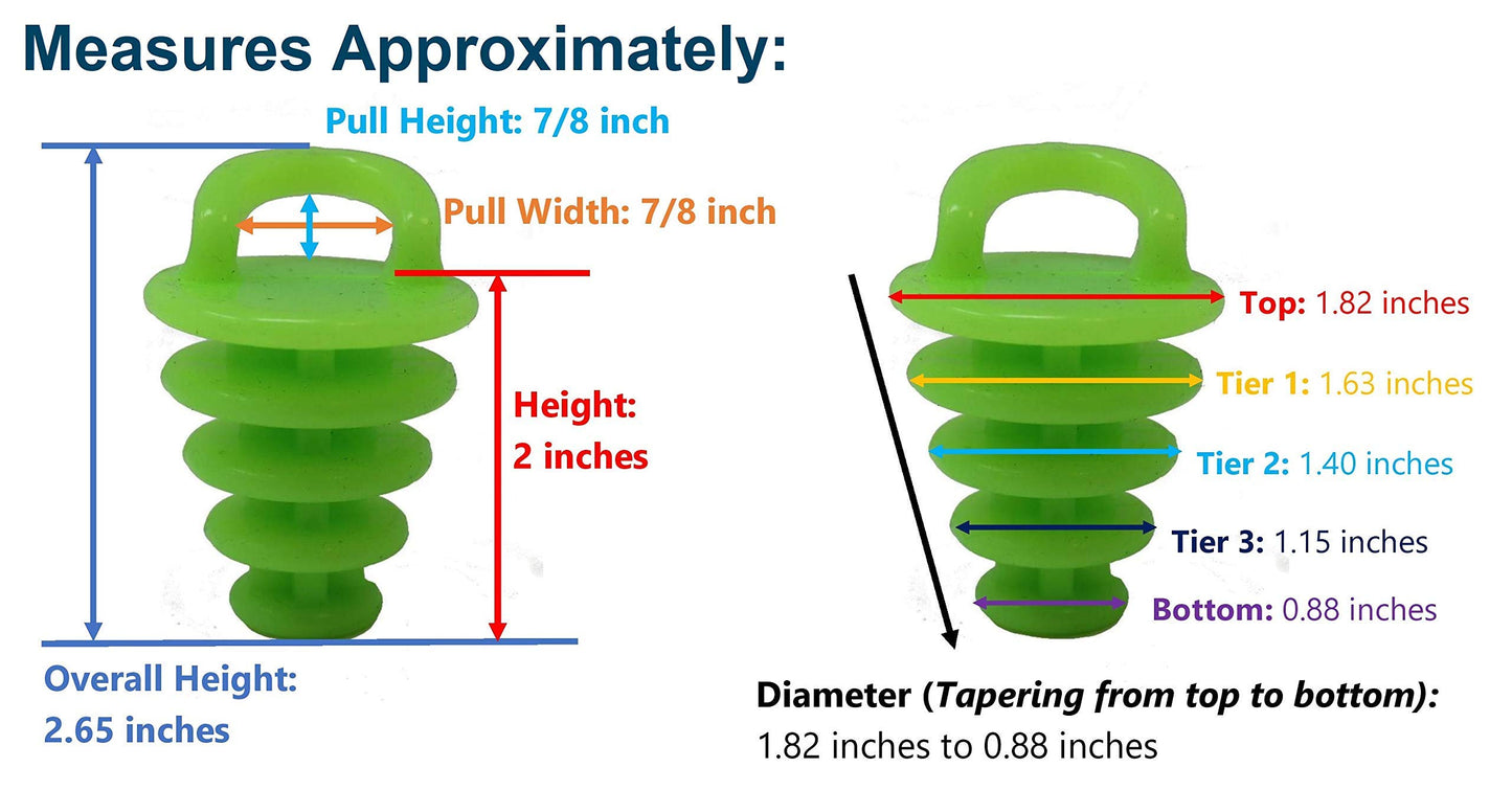 JSP Manufacturing Kayak Scupper Plug | Sit on Top Kayak Hole Plugs Neon Green/Glow-in-The-Dark (2)