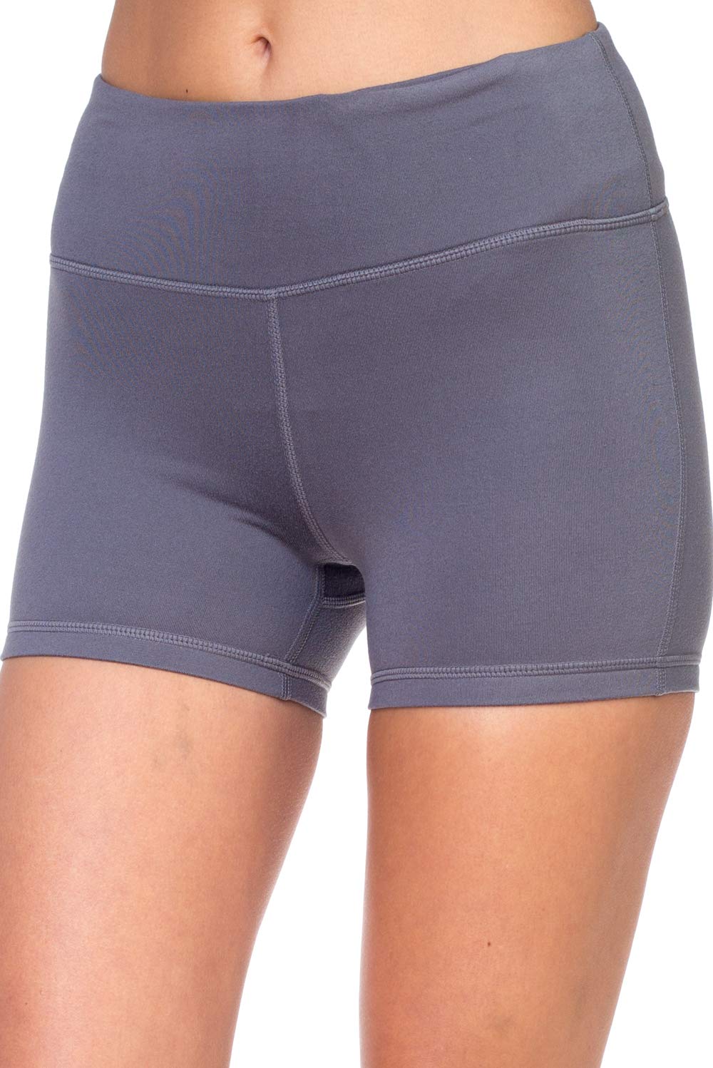 AEKO Women's Active Fitness Sports Yoga Booty Shorts for Running Gym Workout ((L) - U.S Size 10-12, M Gray)