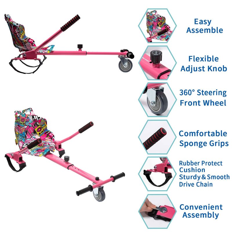 SUNSHINE Hoverboard Kart Seat Attachment Accessory for 6.5" 8" 10" Two Wheel Self Balancing Scooter
