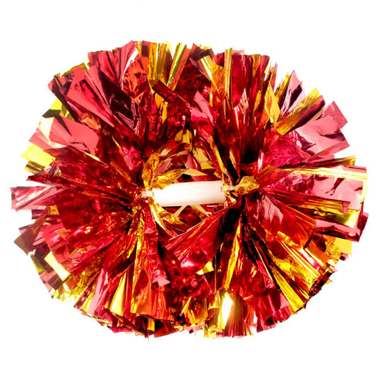 Hooshing 2 Pack Cheerleading Pom Poms Red and Gold with Baton Handle for Team Spirit Sports Dance Cheering Kids Adults