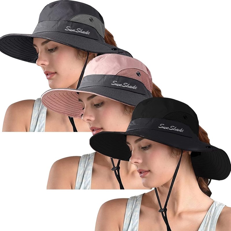 Women's Ponytail Safari Sun Hat - Wide Brim UV Protection | Foldable Beach Fishing Hat