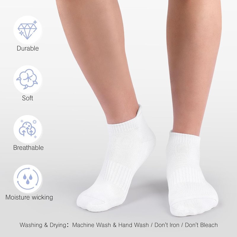 Ankle Athletic Running Socks - Breathable Cushioned Low Cut Sports Socks for Men & Women | 6 Pairs