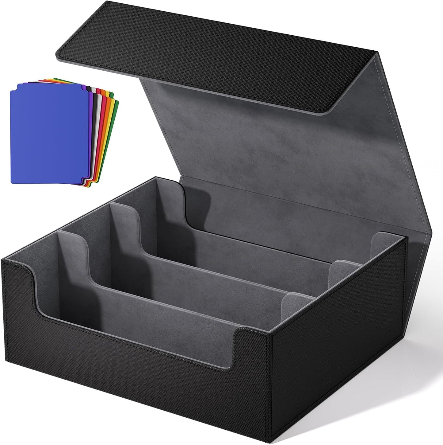 MaxGear Trading Card Deck Box - PU Leather Storage Case for 1800+ Sleeved Cards | Magnetic Closure, Fits YuGiOh, MTG, TCG, Sports Cards, Black