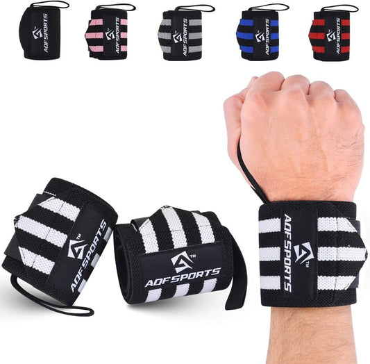 Wrist Wraps for Weightlifting - 18" Heavy Duty Gym Support with Thumb Loop | Ideal for Powerlifting & Bodybuilding (Pair)