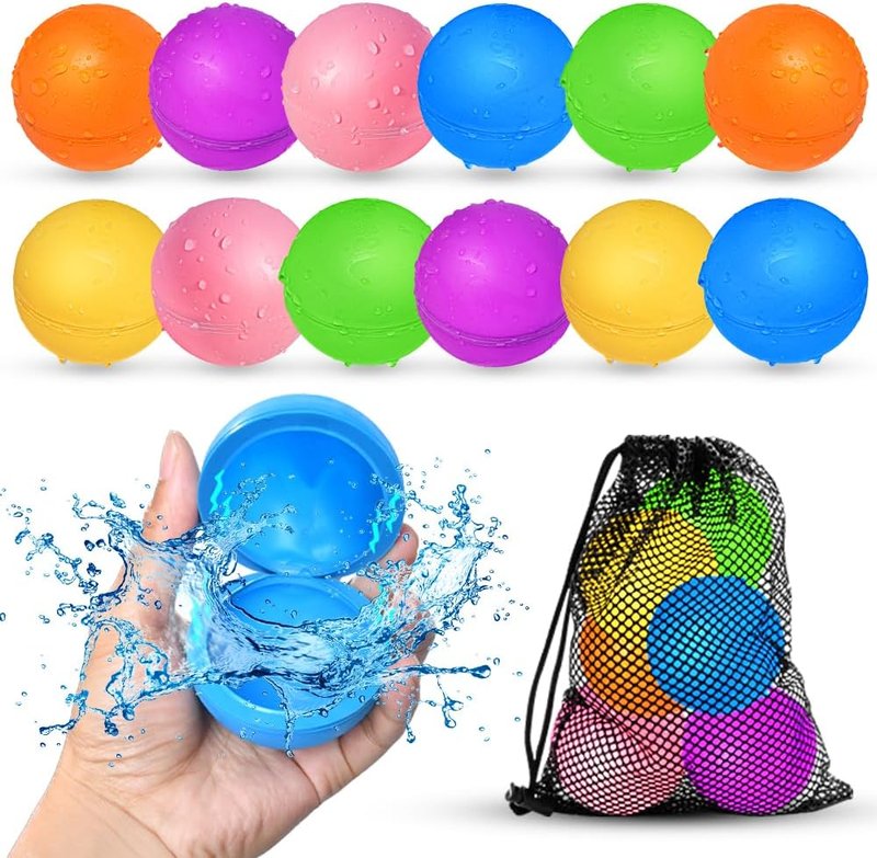 Reusable Water Balloons - 12 Pack Eco-Friendly Pool Toys for Kids | Perfect for Summer Fun Ages 3-12