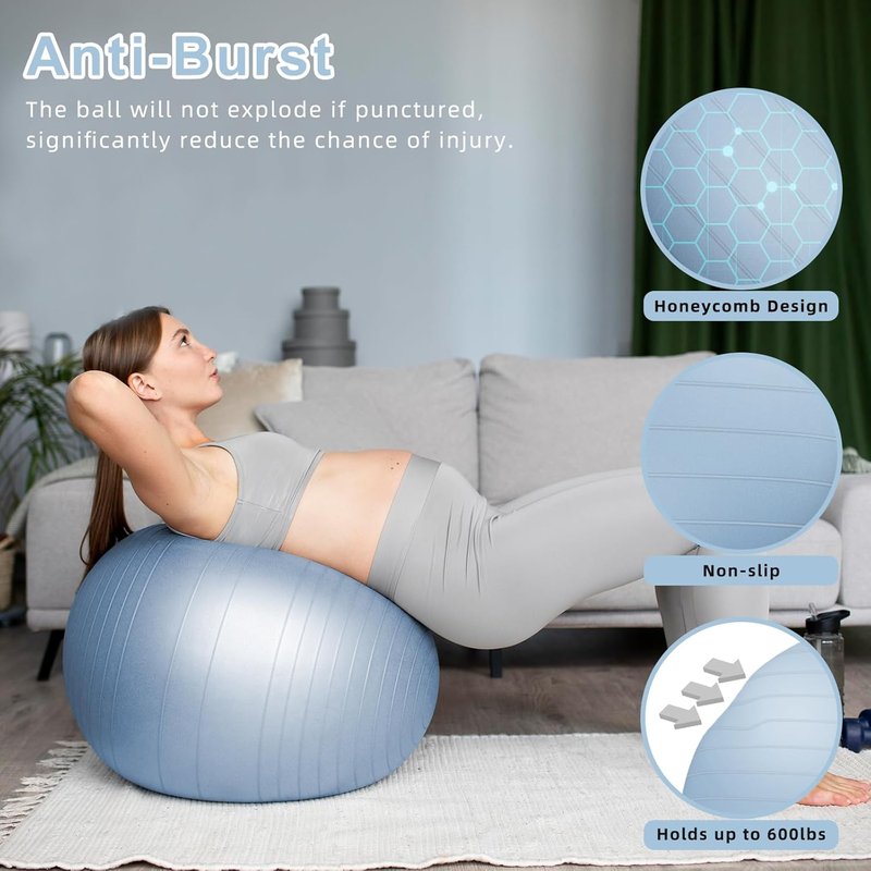 Swiss Pilates Exercise Ball - Stability Ball for Pregnancy & Fitness | Multiple Sizes Available