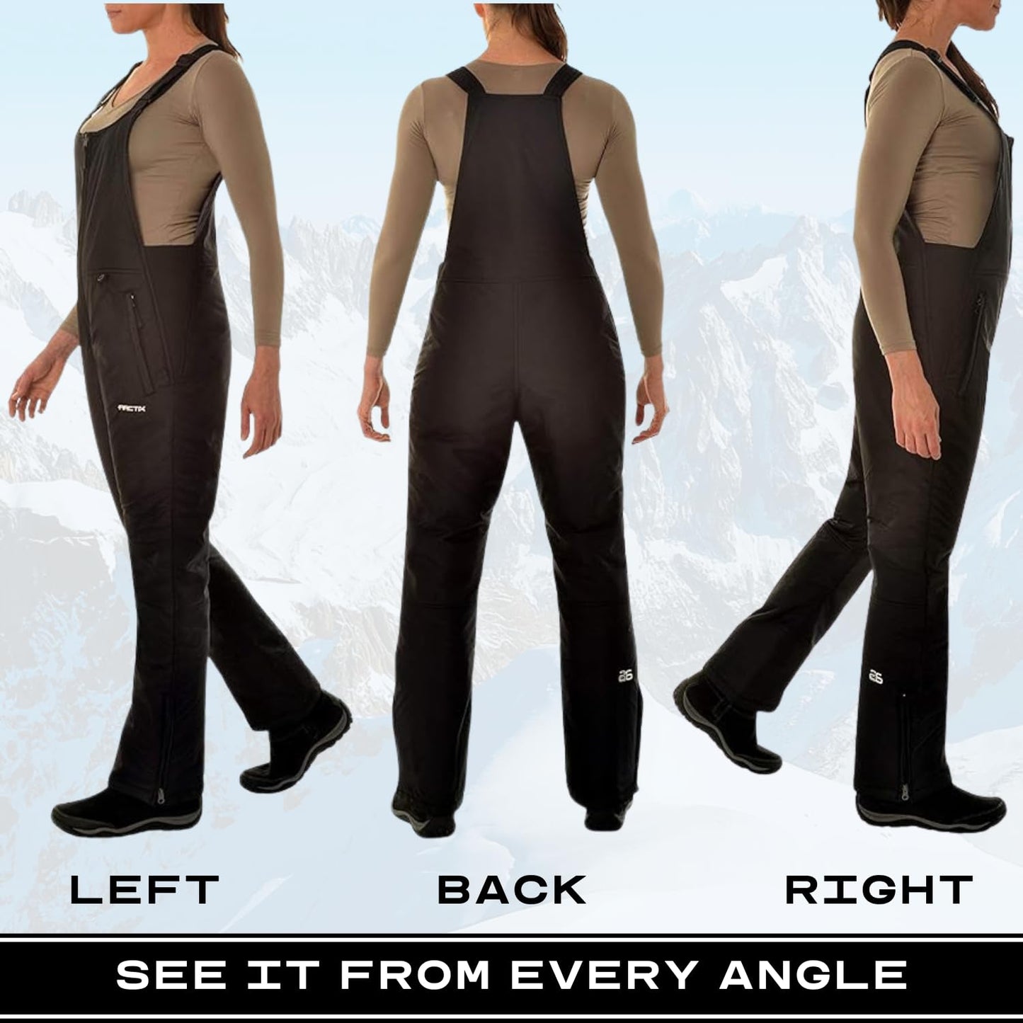 Arctix Women's Essential Insulated Bib Overalls, Black, Small, 1450