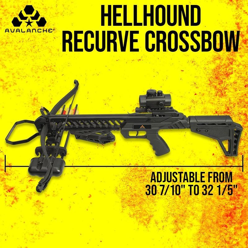 Avalanche Hellhound Recurve Crossbow - 175-Lb Draw Weight, 255 FPS | Includes Scope, Bolts & Quiver