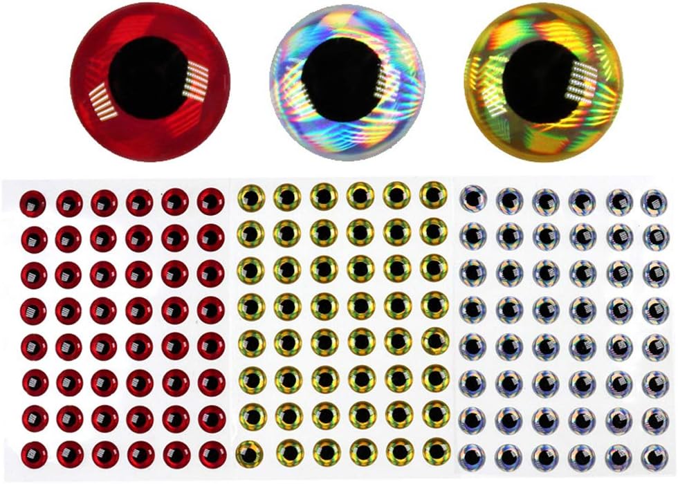 3D Bionic Fish Eyes - 300PCS Fly Tying Lure Eyes in Multiple Sizes (2mm-10mm)