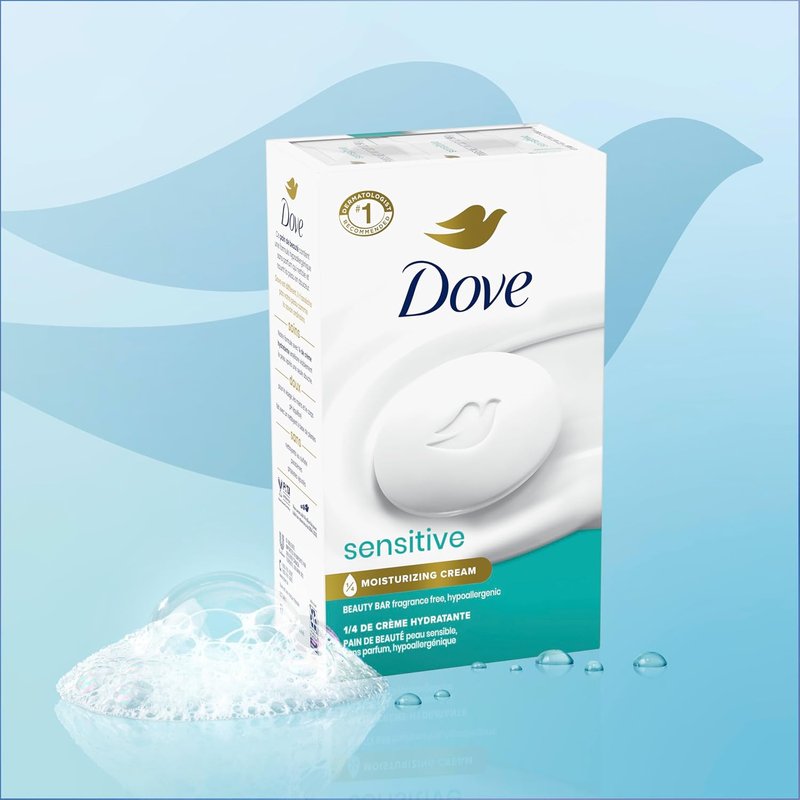 Dove Beauty Bar Soap for Sensitive Skin - Fragrance-Free & Hypoallergenic | 3.75 oz, 8 Bars