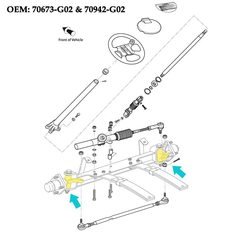 10L0L Golf Cart Spindle Assembly for EZGO TXT/PDS 2001.6-up Gas & Electric, Front End Repair Kit with Passenger & Driver Side, OEM# 70673-G02 70942-G02