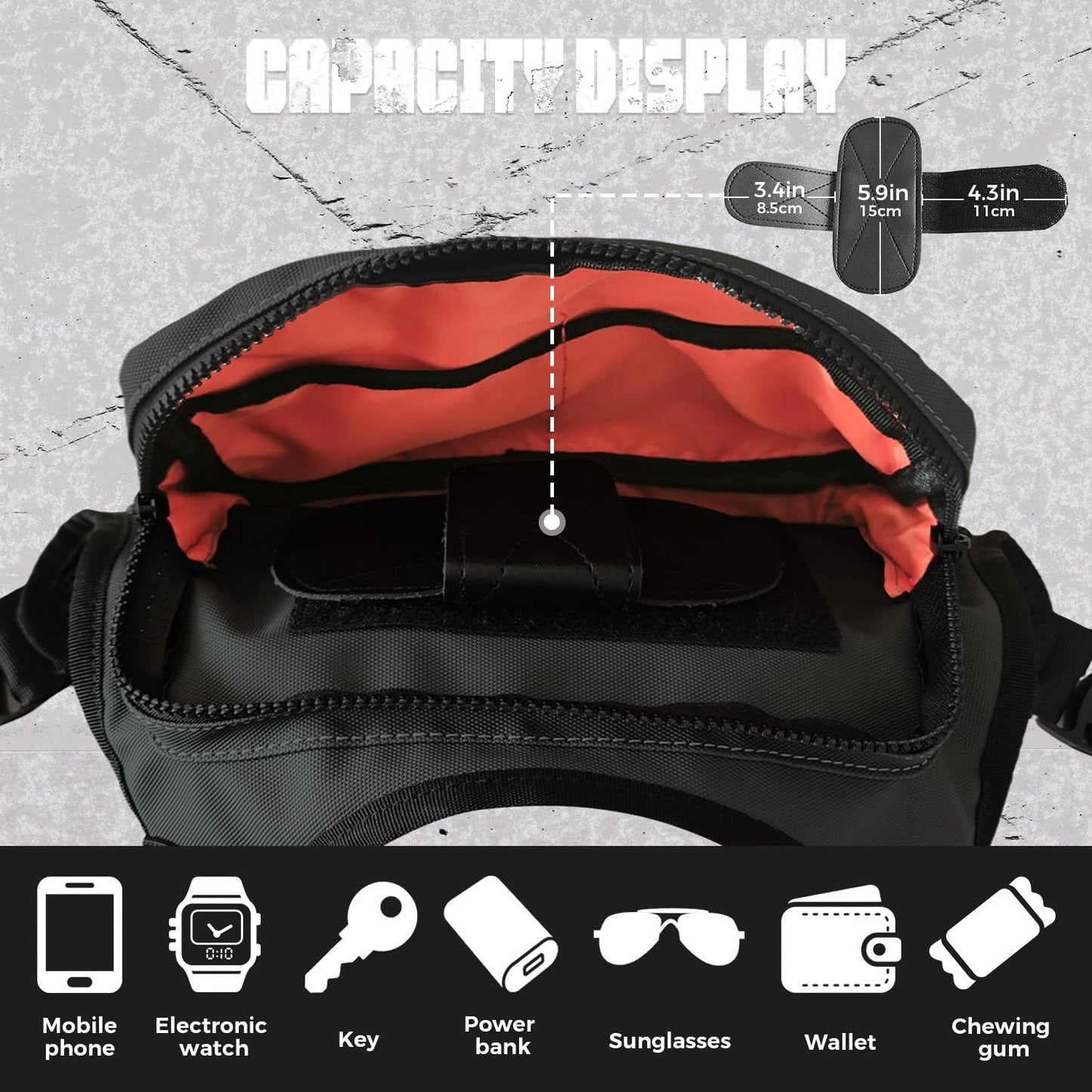 Muserise Outdoor Chest Bag For Men, EDC Chest Pack With Built-In Phone Holder, Lightweight Chest Rig Pouch (Black New)