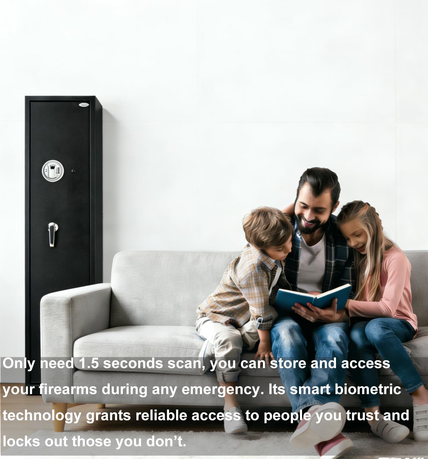 Quicktec Biometric/Fingerprint Larger and Deeper Rifle Safe, New and Improved Rifle Gun Safe for 5-6 Rifles and Shotguns for Home, Quick Access Gun Cabinet (w or w/o Scope) Silent Mode