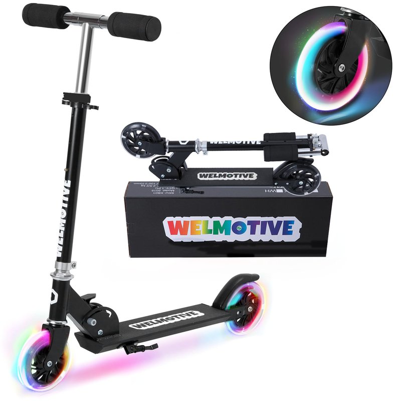 Kick Scooter for 3+Years Old Boys & Girls Lightweight, Foldable, Aluminum Frame, and Adjustable Handlebars, Rear Brake, and Flashing Light up Wheels