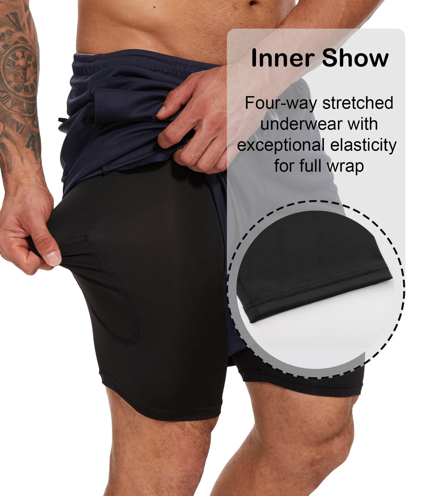 Kinglaman 4 Pack Mens 2 in 1 Running Workout Shorts with Liner, Gym Athletic Quick Dry Sport Shorts with Pockets 2 Black 1 Blue 1 Gray Medium
