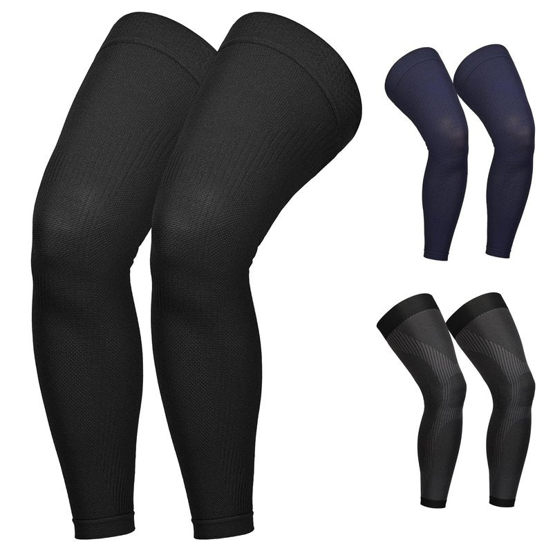 KEKING Full Leg Compression Sleeves, Unisex, Thigh High Compression Stocking 20-30mmHg Graduated Support for Thigh Calf Knee, Running, Basketball, Reduce Varicose Veins and Swelling, All Black L