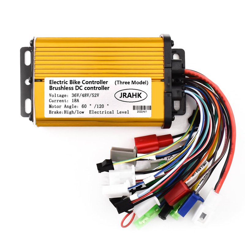 JRAHK 36V/48V/52V 400W Ebike Controller, 18A Current 3-Mode Motor Controller for Electric Bikes/Scooters - Aluminum Alloy, Golden (Brand New)