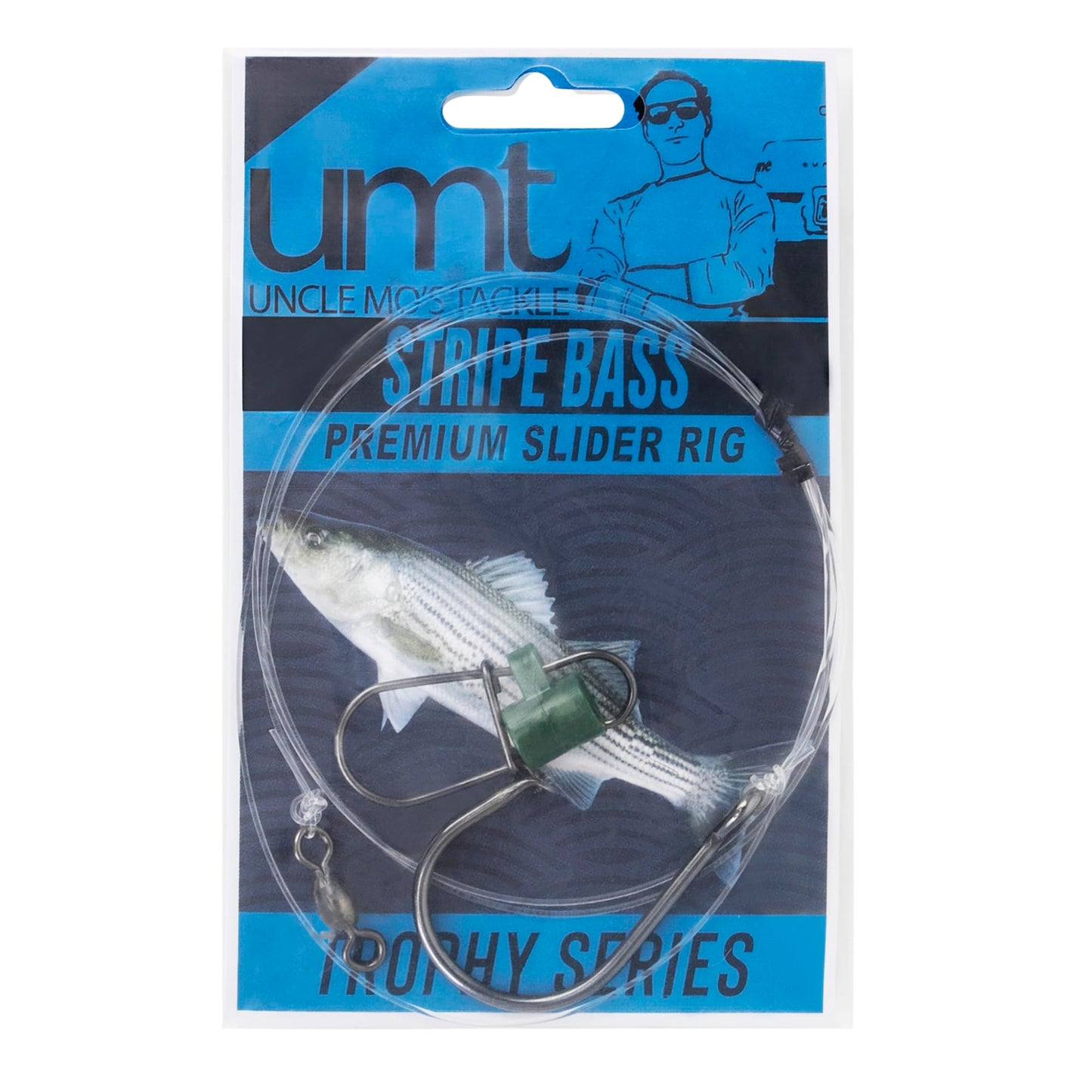 UMT 5 Pack Slider Fishing Rigs 6/0 Inline Circle Hook for Striped Bass - Superior Saltwater Fishing Gear - Robust Slider, 4ft 60lb Monofilament Leader for Surf, Beach & Boat Fishing