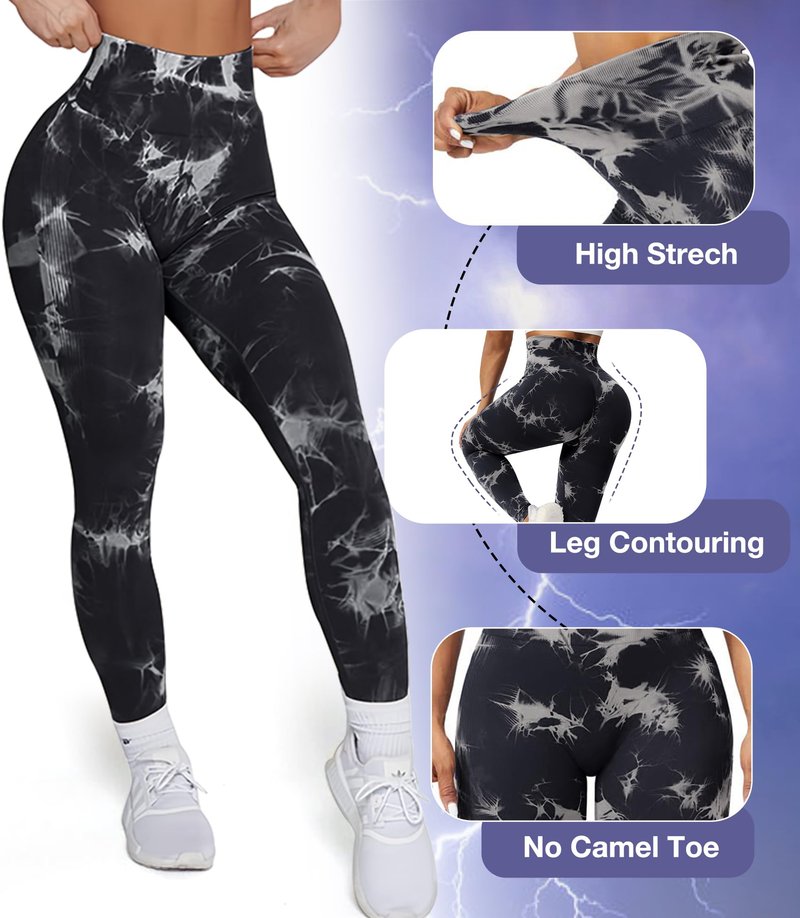 JGS1996 Tie Dye Scrunch Butt Lifting Leggings for Women Booty Sculpting Workout Tight High Waist Tummy Control Yoga Gym Pants