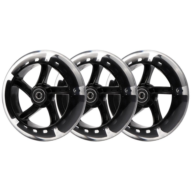 WHEELGOO Wiggle Scooter 145mm White Light-Up Replacement Wheels Front/Rear for Y Fliker 3-Wheeled Swing Scooter (2)