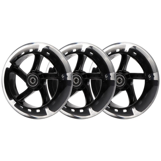 WHEELGOO Wiggle Scooter 145mm White Light-Up Replacement Wheels Front/Rear for Y Fliker 3-Wheeled Swing Scooter (2)