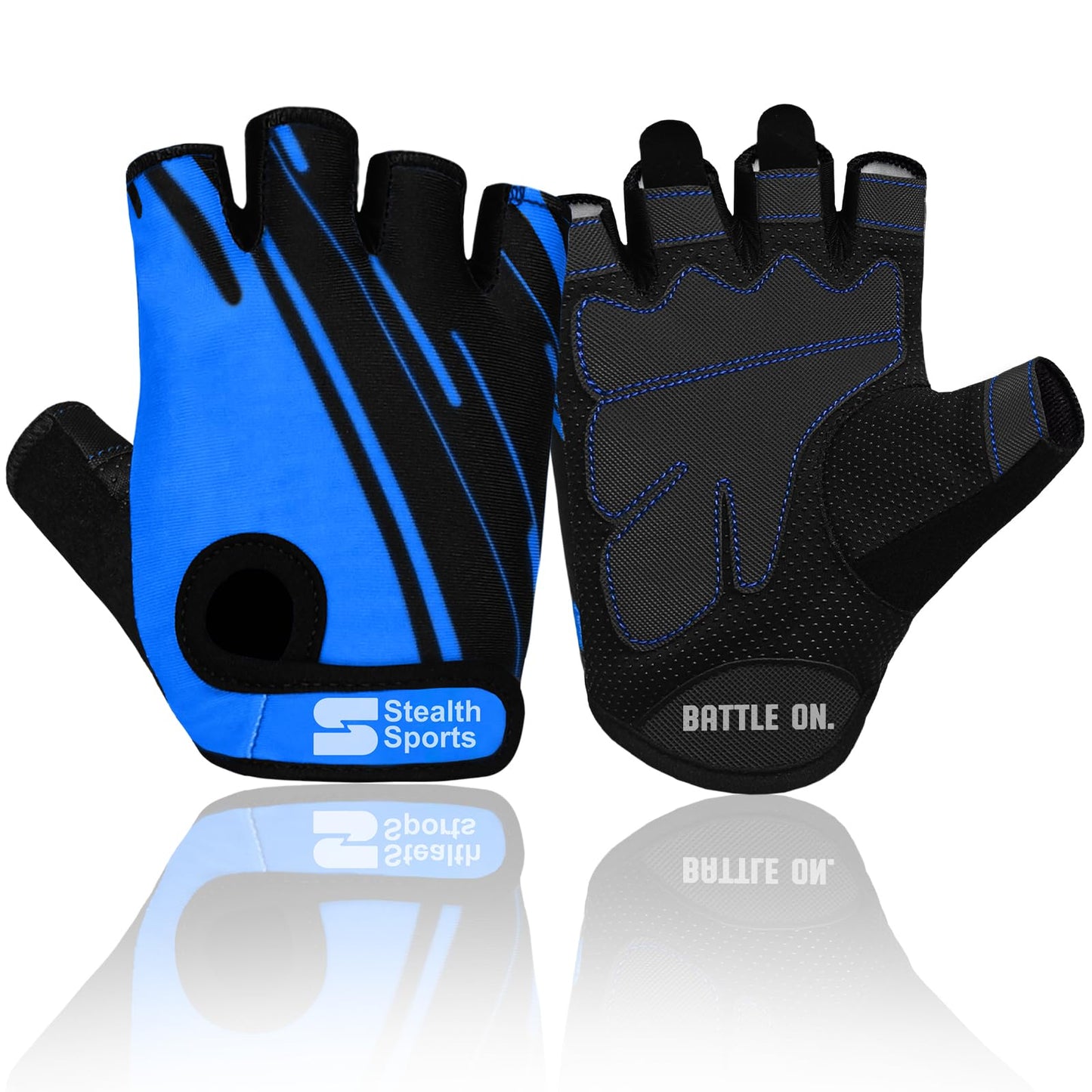 Stealth Sports Weight Lifting Gloves Half Finger Workout Gloves Men Women Anti-Slip Padded Palm Gym Gloves Exercise Gloves Cycling Fitness Weightlifting Strength Training (Blue, Medium)