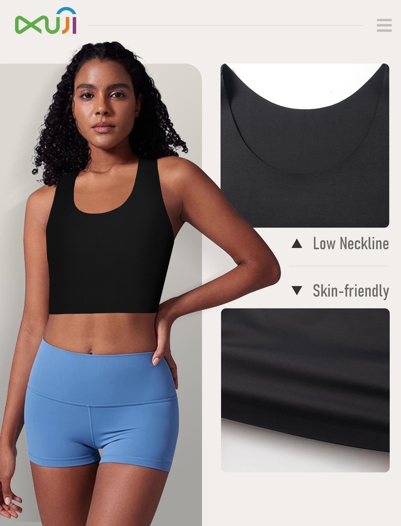 XUJI Seamless Chest Binder Women FTM Transgender Wireless Binder Sport Compression Bra Pullover Tank Top (B, M) Black