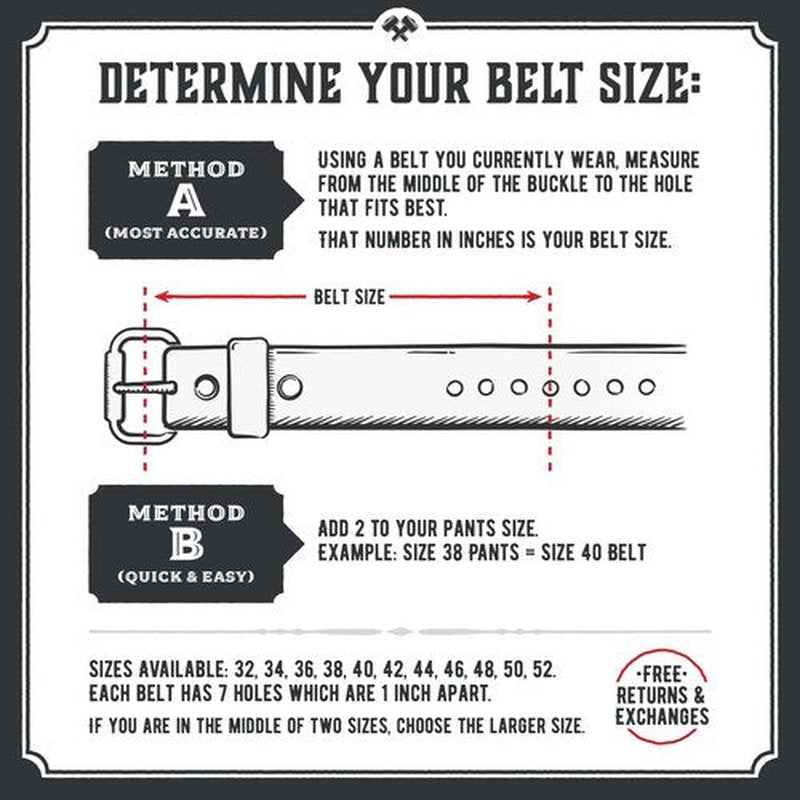 Main Street Forge American Made Mens Work Belt | Leather Belts for Men | Black Belt Men 48