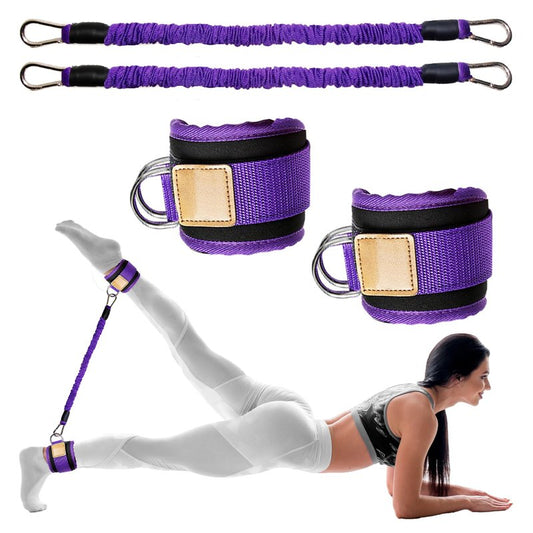Ankle Resistance Bands with Cuffs Leg Strength Bands for Women Glutes Hip Building Exercise Bands for Working Out Fitness Yoga Martial Arts Ankle Straps for Butt Lift Exercise Equipment (Purple-50lb)