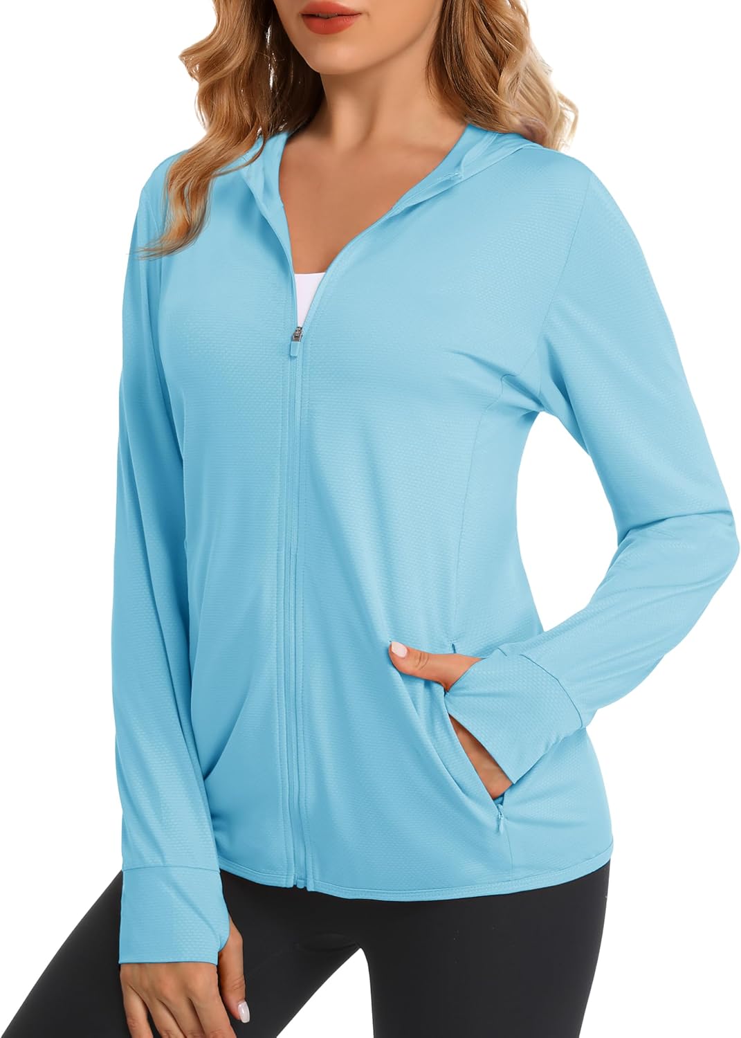 Lightweight Women's Full Zip Hoodie - UPF 50+ Sun Protection for Workouts